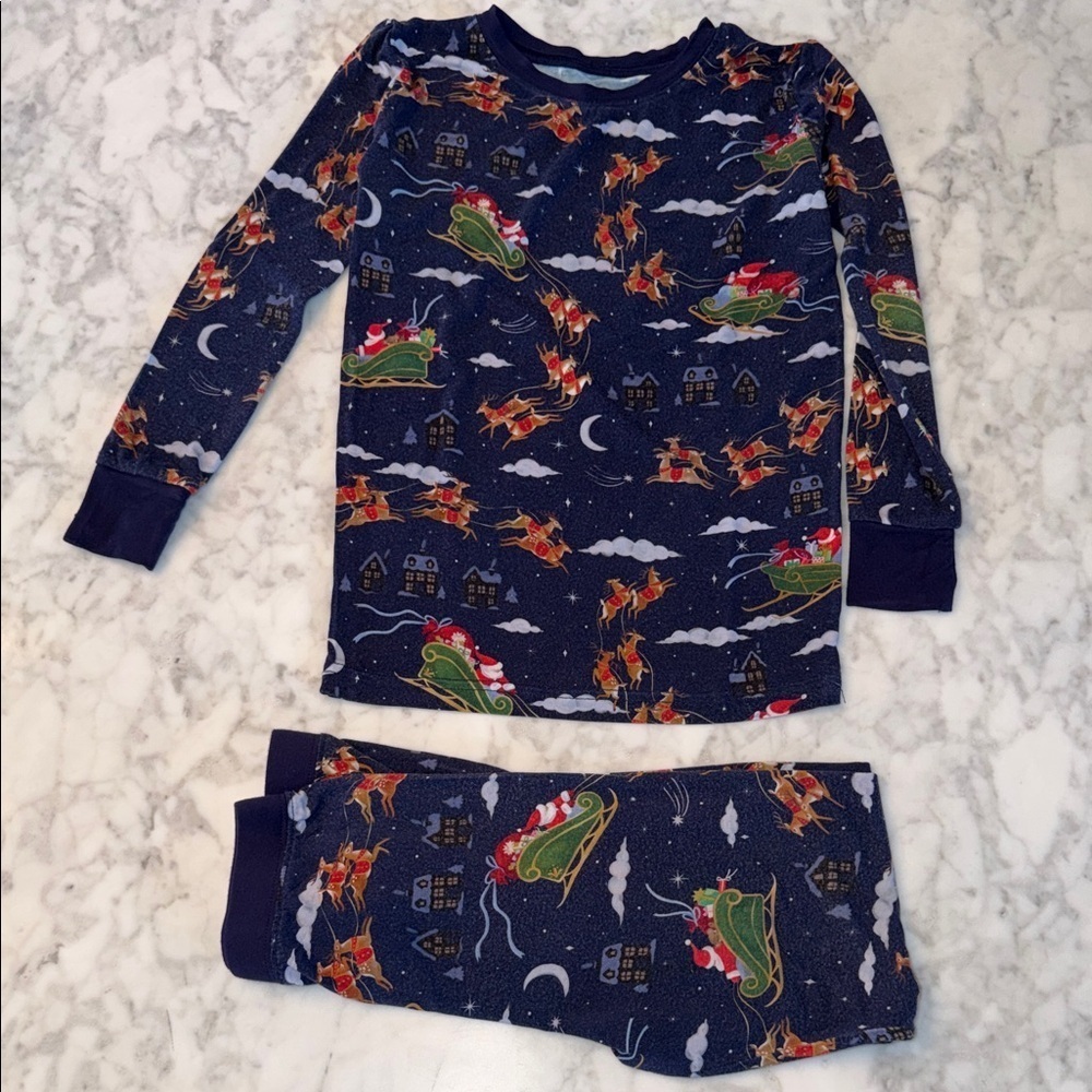 Little Sleepies Unisex Festive Night Sky Santa Pajama Set 7/8